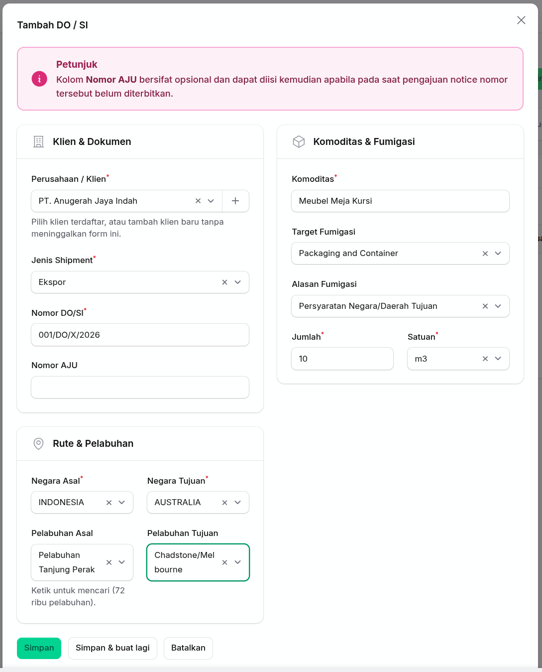 Form input DO/SI
